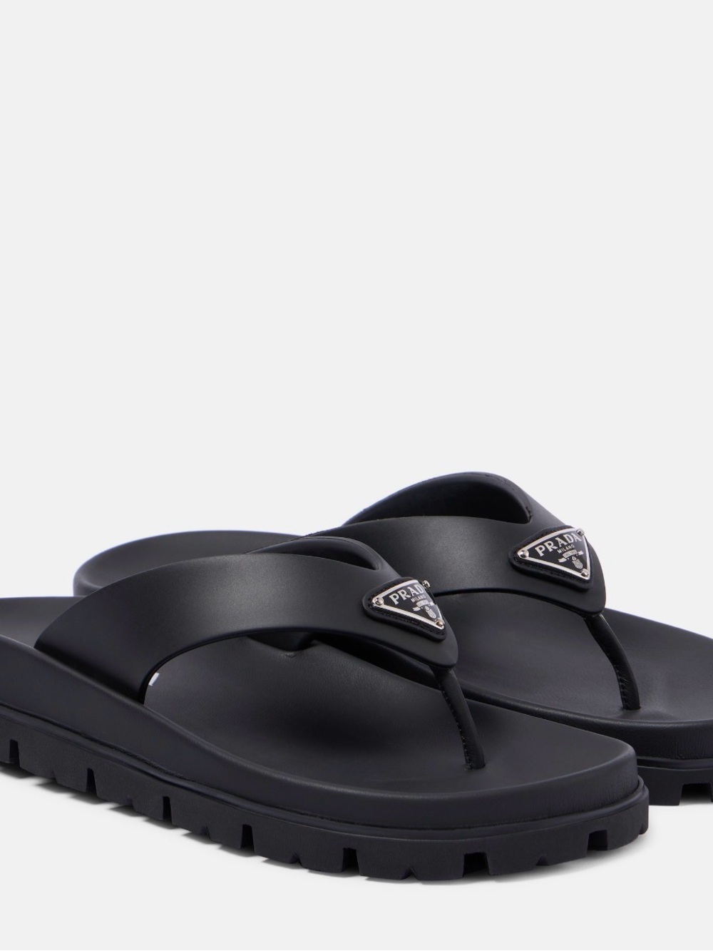 Prada Black Logo Toe-Post Sandal - Picture 2 of 2